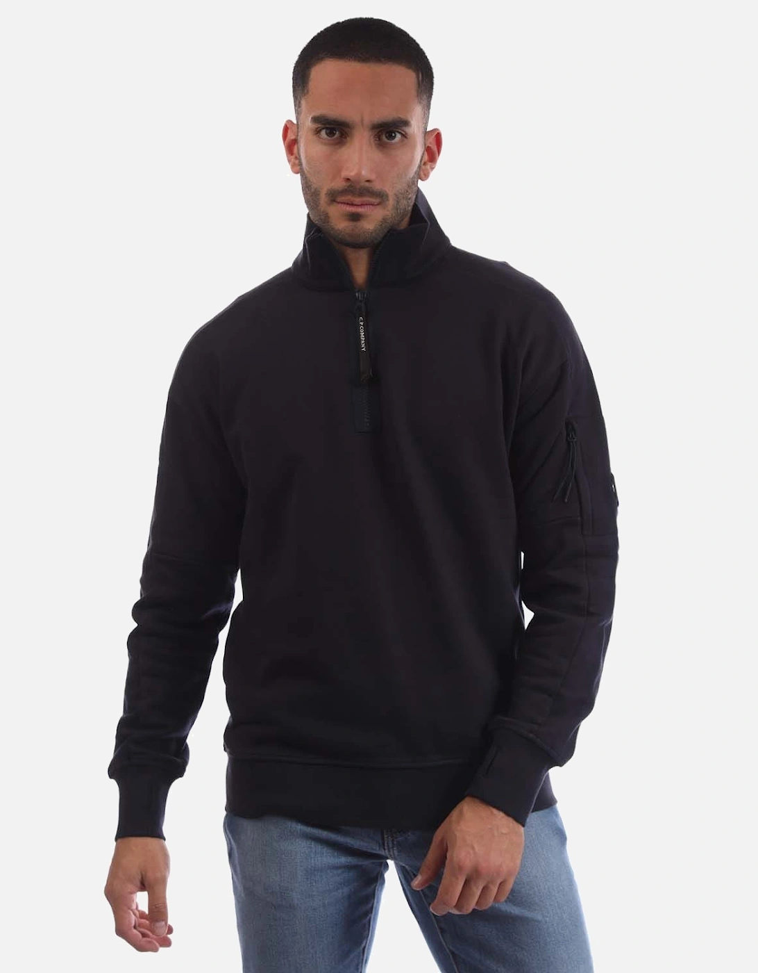 CP Company Men's Diagonal Raised Fleece Half-Zip Sweatshirt - Navy - Size: 36
