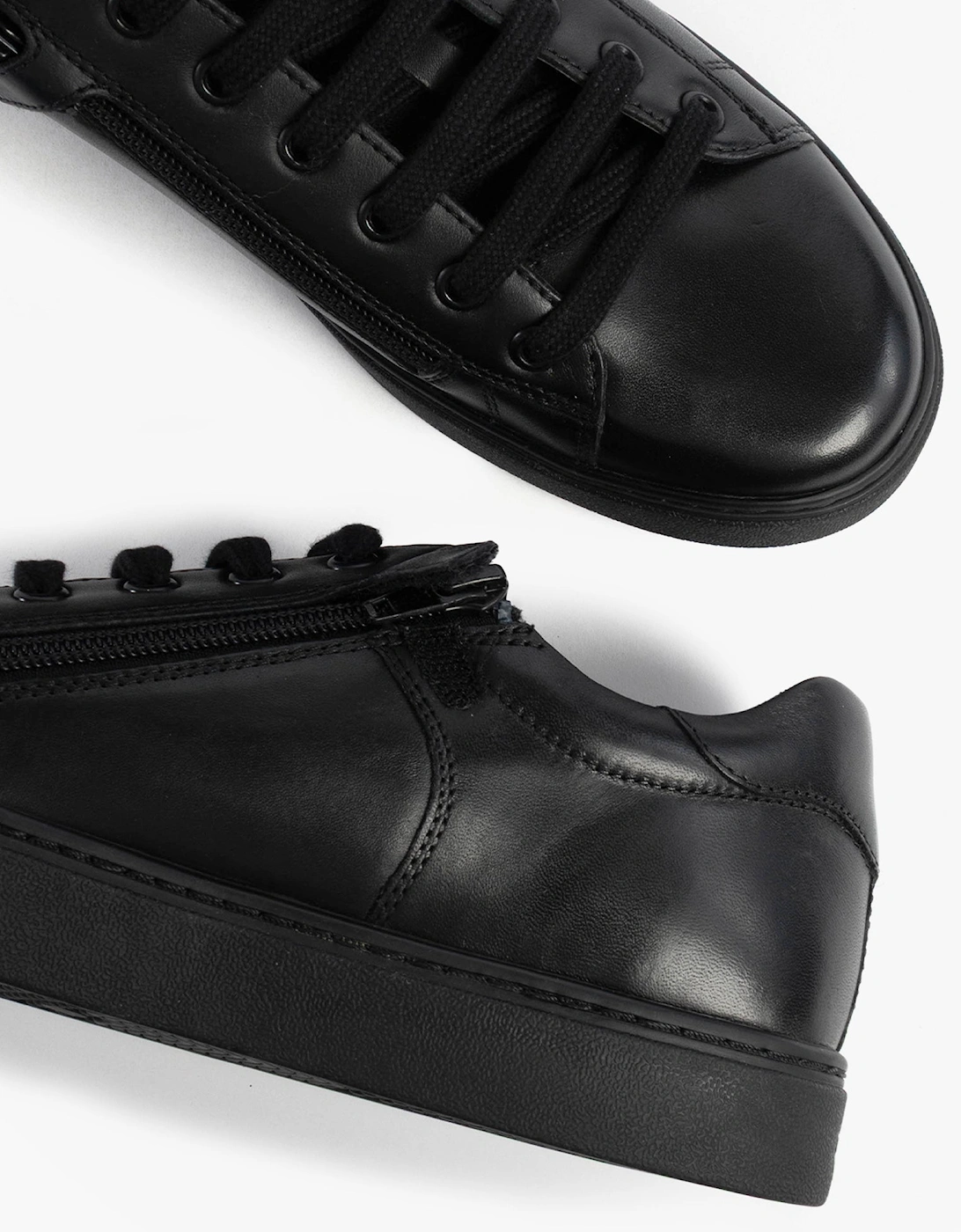 J NASHIK Lace Up Kids Shoes Black