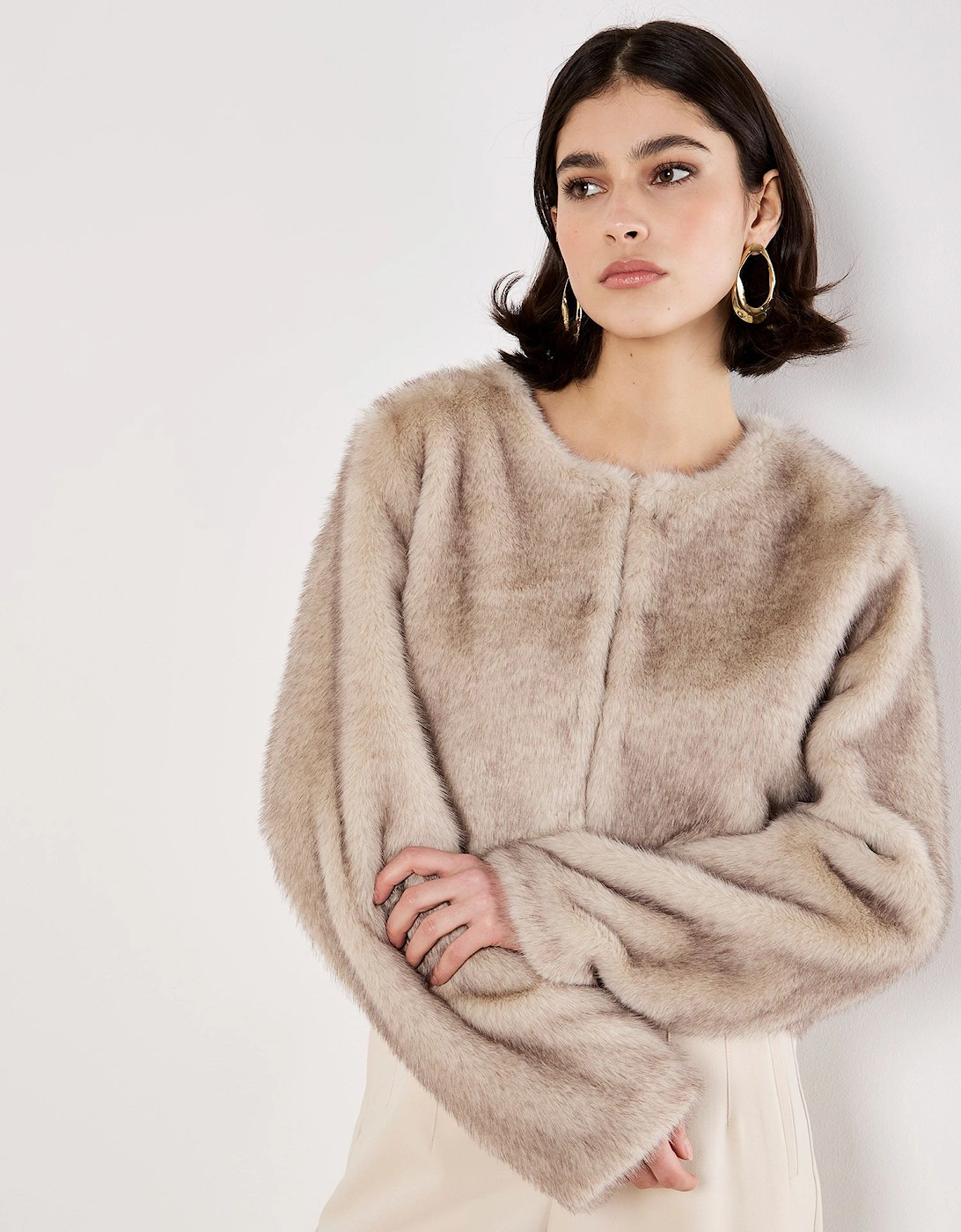 Luxe Faux Fur Cropped Jacket, 2 of 1