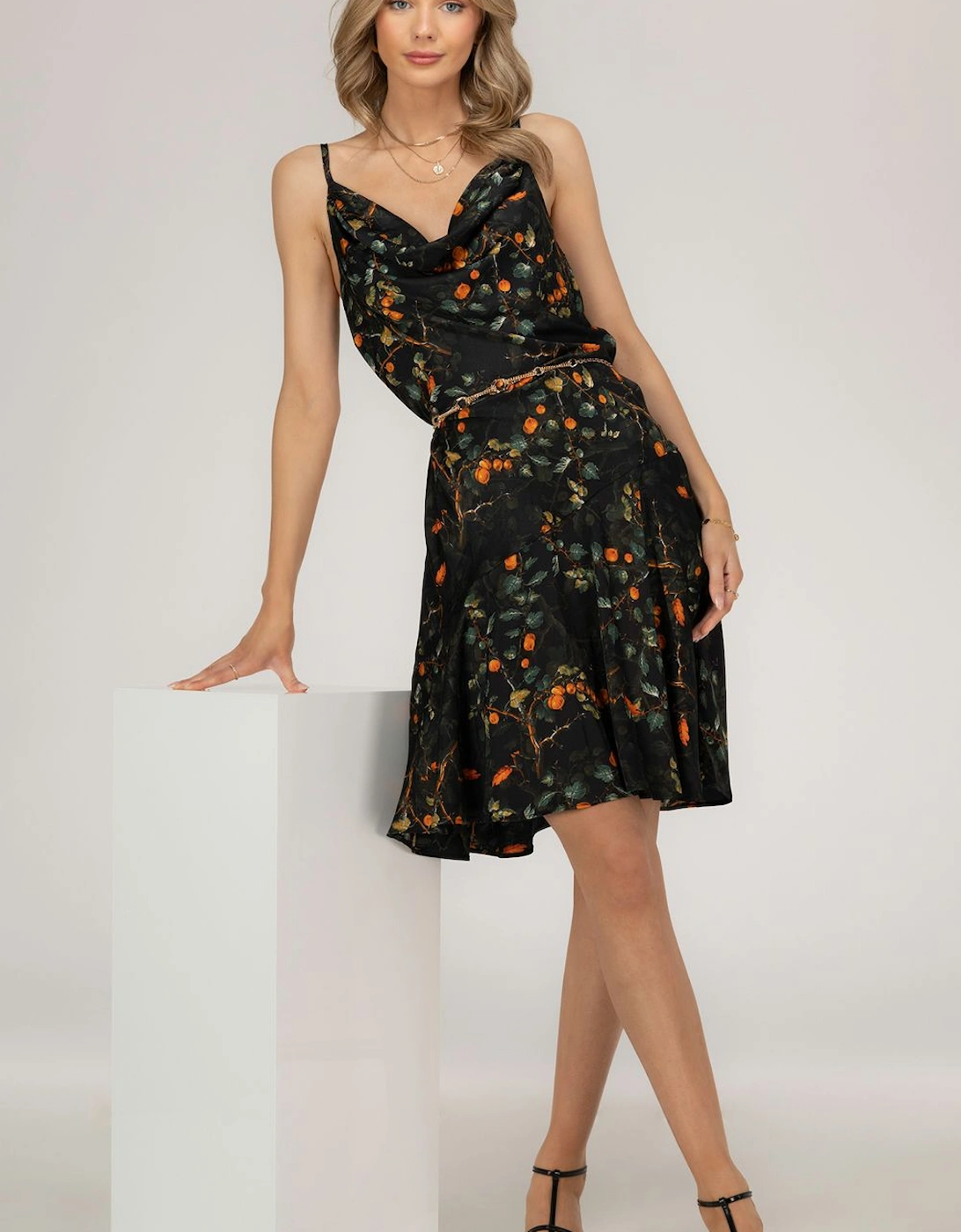 Wilma Satin Cowl Neck Cami Dress, 2 of 1