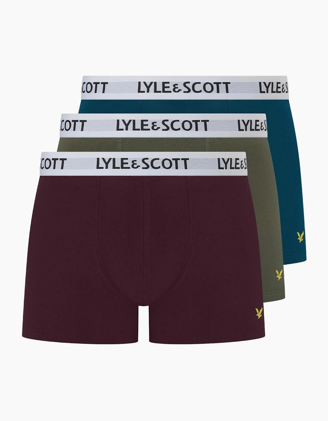 Lyle & Scott Lyle And Scott Men's 3-Pack Barclay Boxer Briefs, Blue/Burgundy/Green - Red