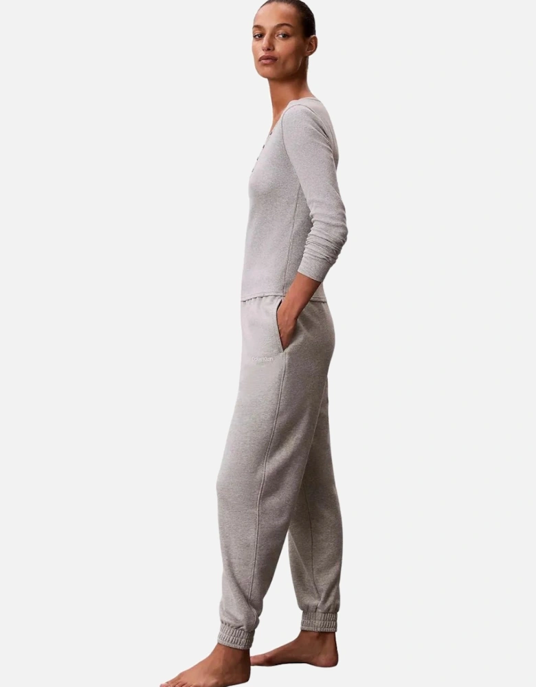 Women Cotton Terry Lounge Jogging Bottoms, Grey Heather