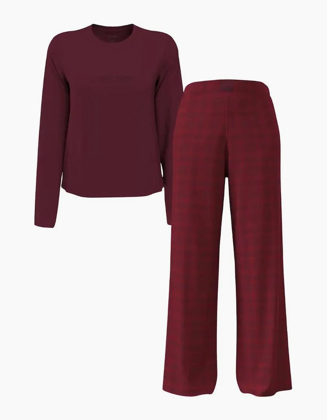Calvin Klein Women's Women Check Flannel Pyjama Set, Zinfandel - Red - Size: 6