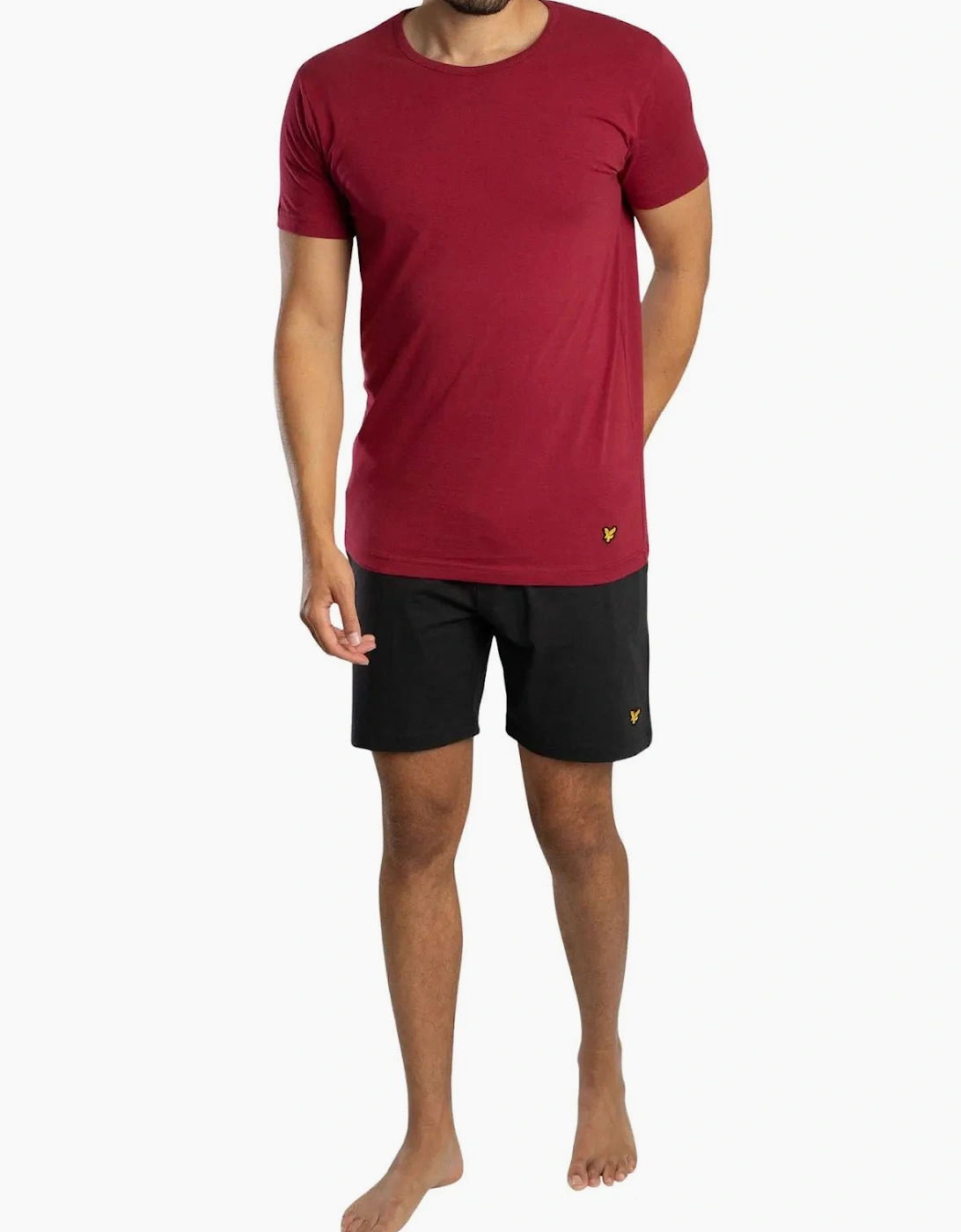 Lyle & Scott Lyle And Scott Men's Charlie T-Shirt & Shorts Lounge Set, Burgundy/Black