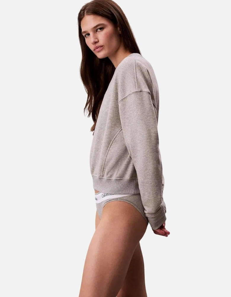 Women Cotton Terry Lounge Sweatshirt, Grey Heather