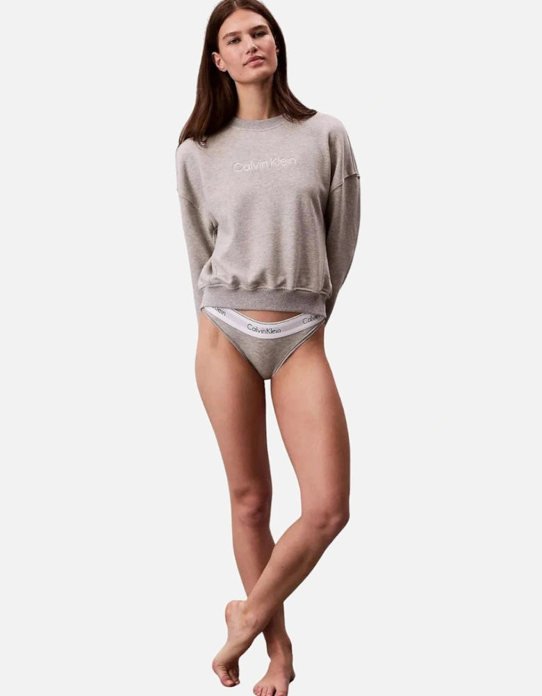 Women Cotton Terry Lounge Sweatshirt, Grey Heather