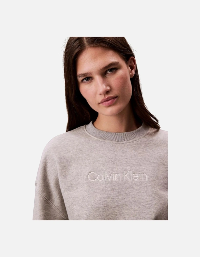 Women Cotton Terry Lounge Sweatshirt, Grey Heather