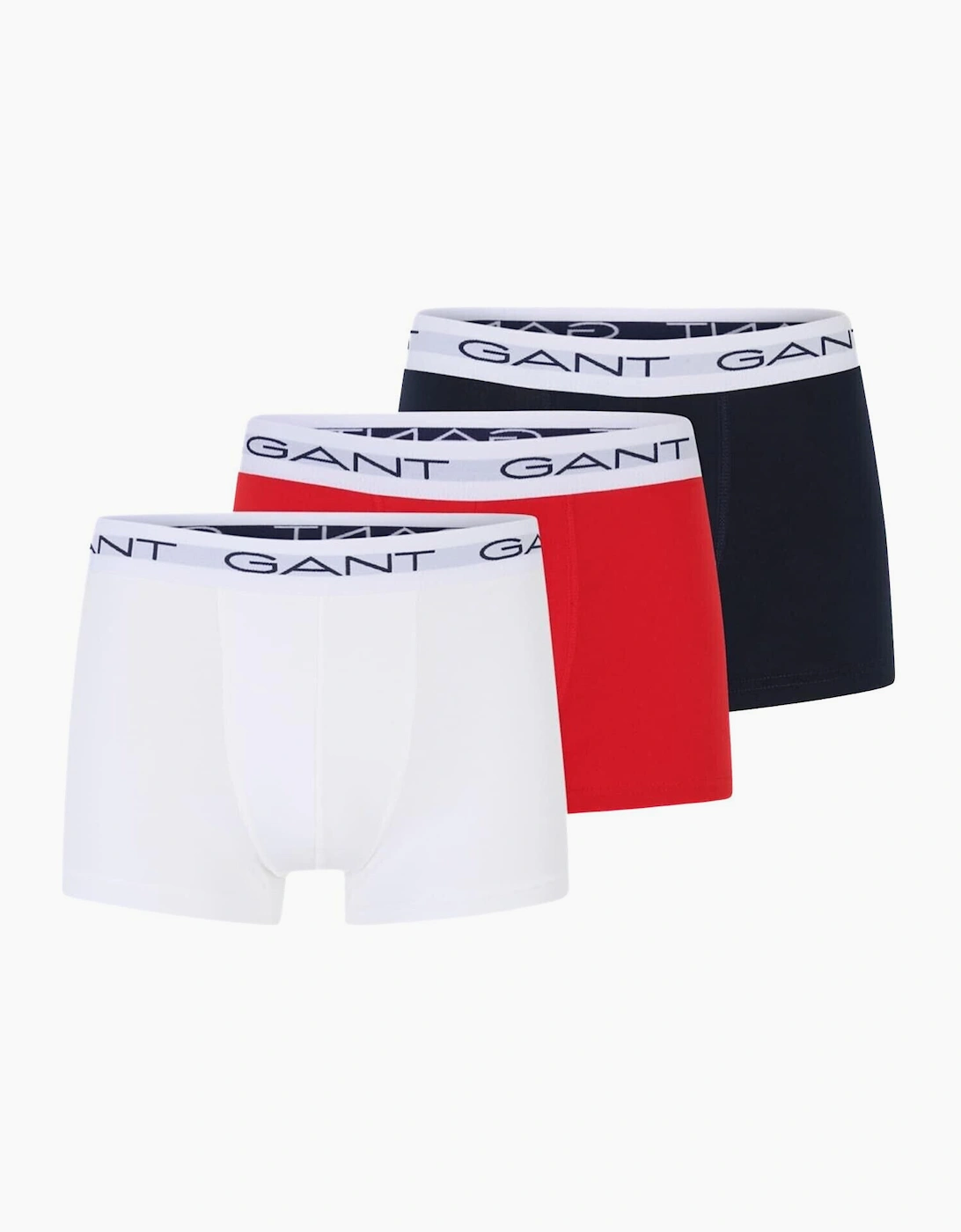 Gant Men's White 3-Pack Classic Logo Boxer Trunks, Red/White/Navy  33/32/32 M