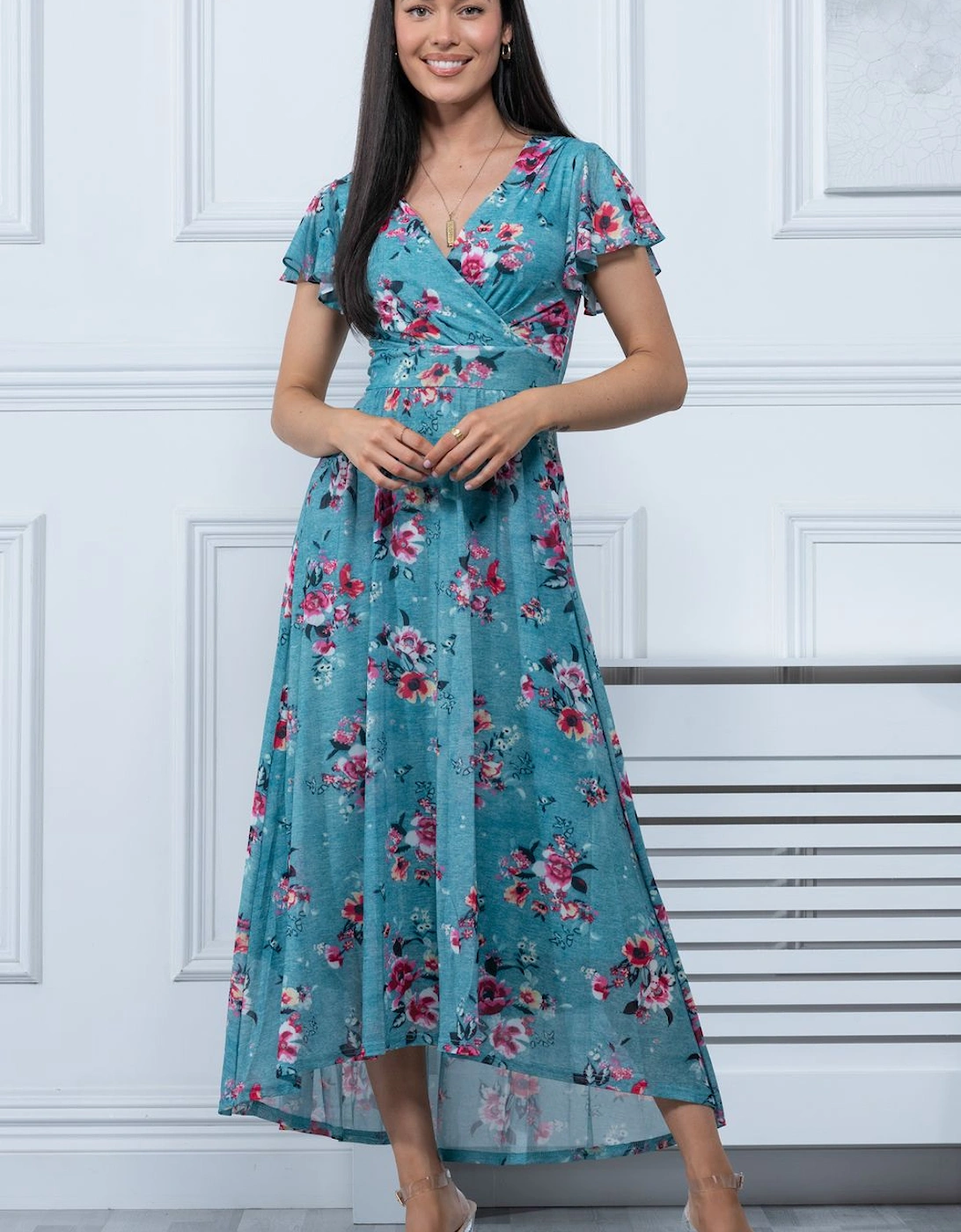 Eliza Dip Hem Mesh Maxi Dress, 2 of 1