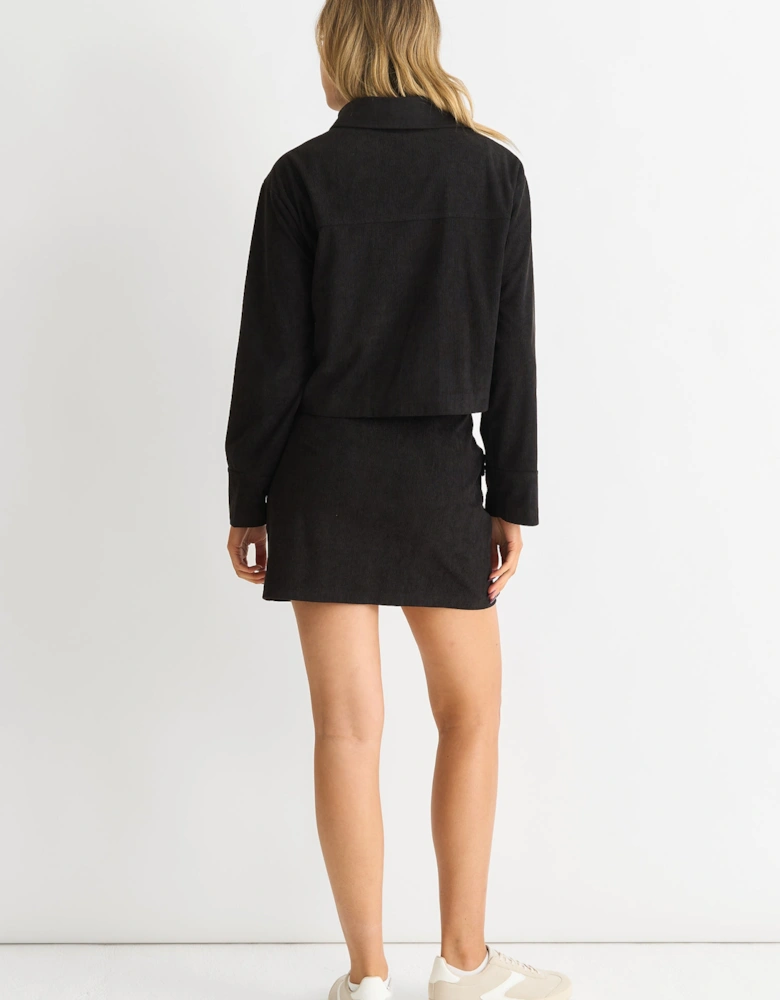 Cord Zip Up Mini Skirt