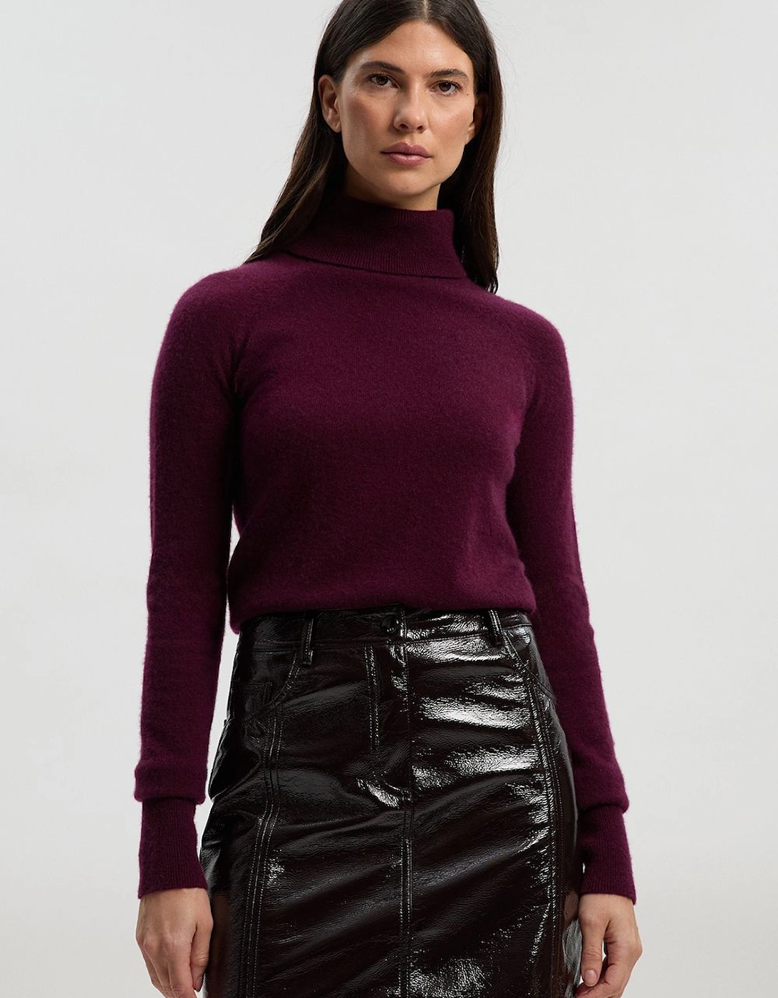 High Shine Faux Leather Mini Skirt, 2 of 1