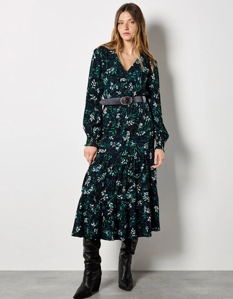 Eucalyptus Leaf Print Maxi Dress