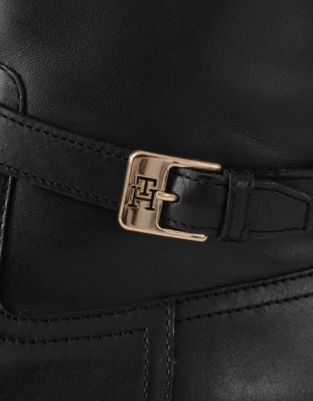 TH Buckle Womens Riding Leather Booties - Black