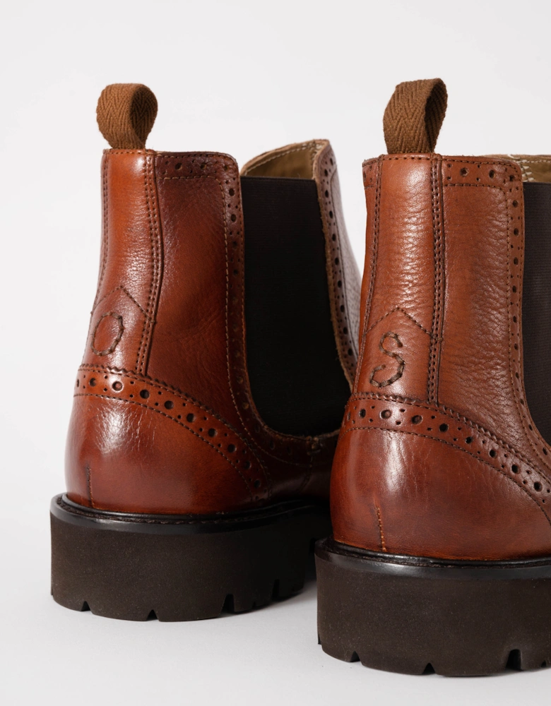 Harby Mens Milled Leather Chelsea Boots - Dark Tan