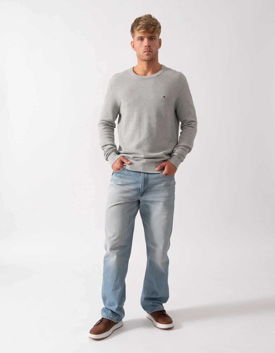Essential Structure Crew Neck Mens Sweatshirt - Light Grey Heather