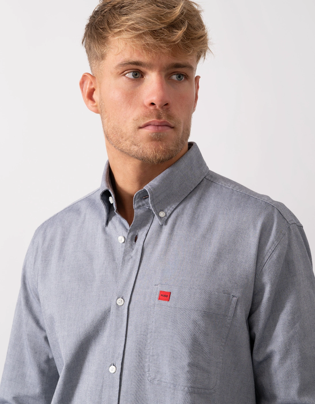 HUGO Evito Slim Fit Mens Long Sleeved Shirt - Navy 418