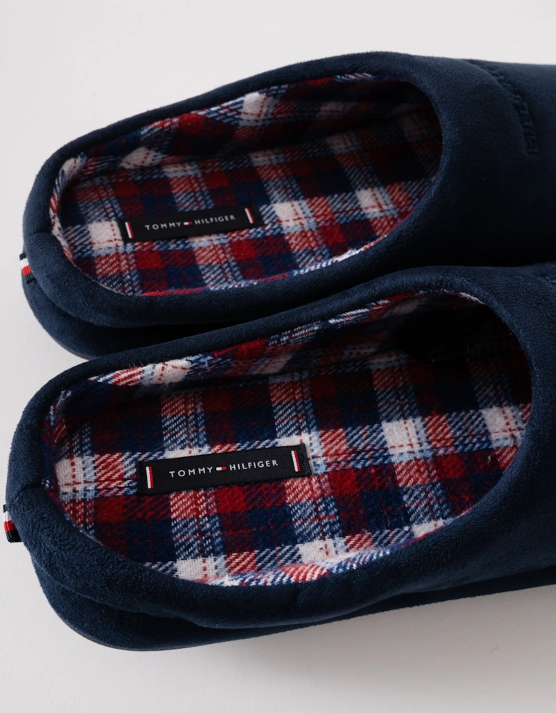 Check Hilfiger Mens Suede House Slippers - Desert Sky