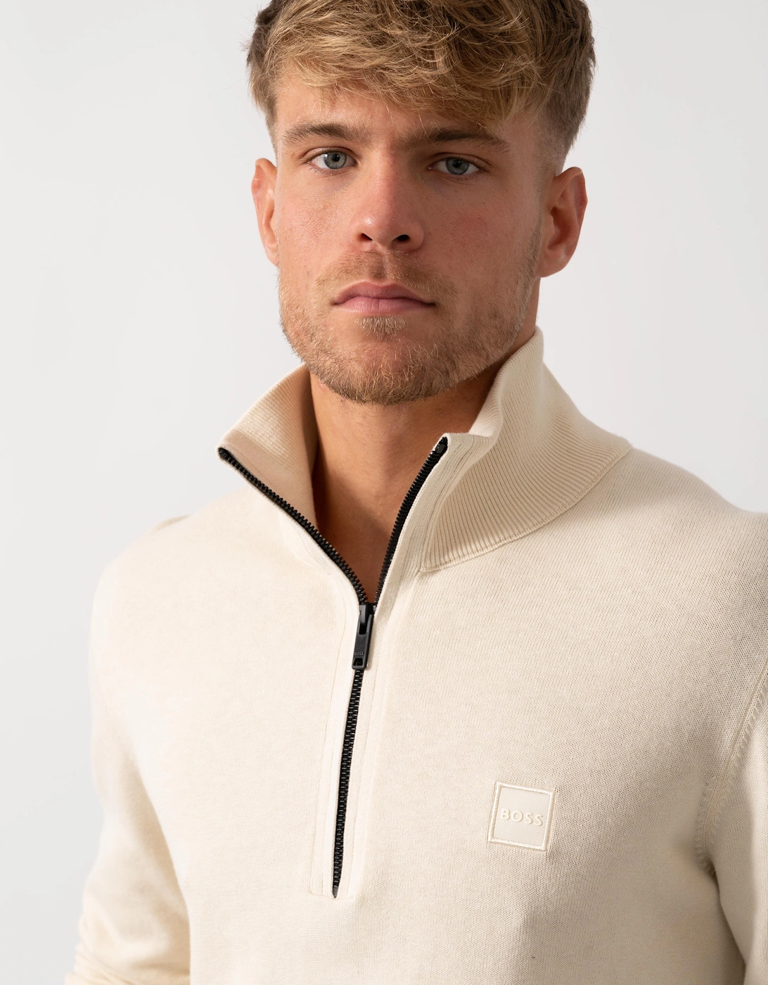 BOSS Orange Kanobix Mens 1/4 Zip Jumper - Open Yellow 767