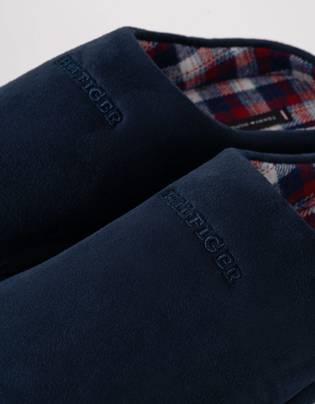 Check Hilfiger Mens Suede House Slippers - Desert Sky