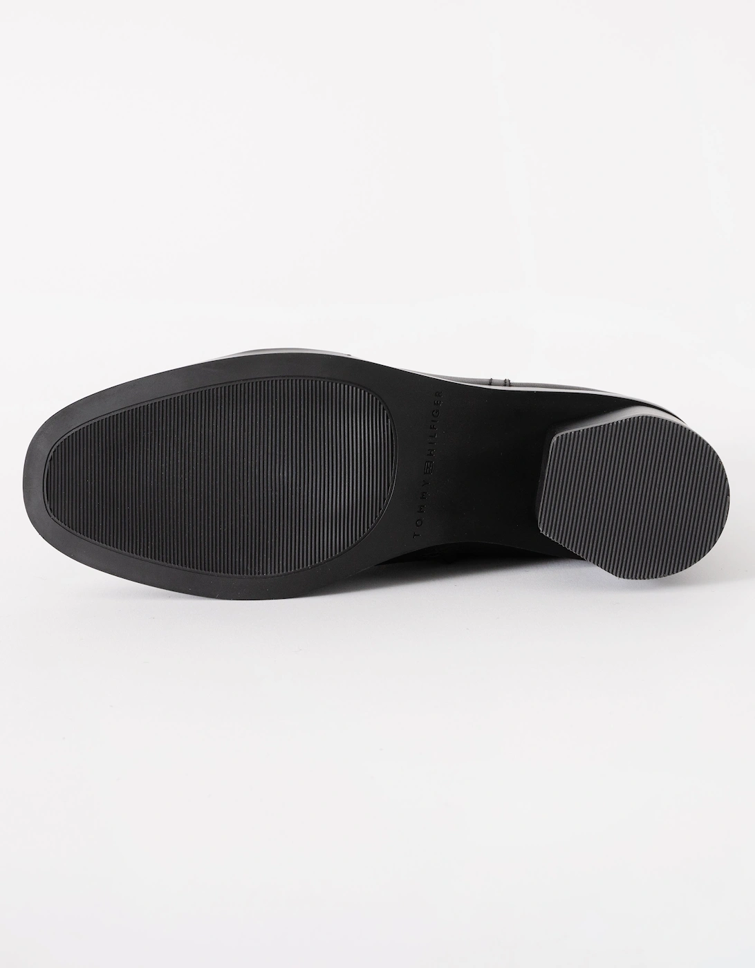 Womens Buckle Leather Mid-Heel Booties - Black