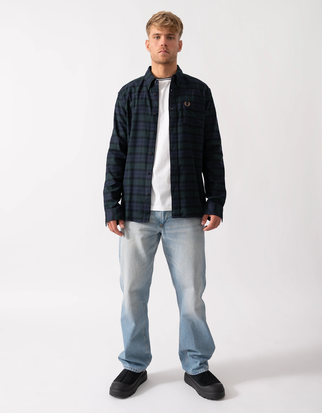 Mens Blackwatch Tartan Brushed Twill Shirt - Blackwatch Tartan 37A