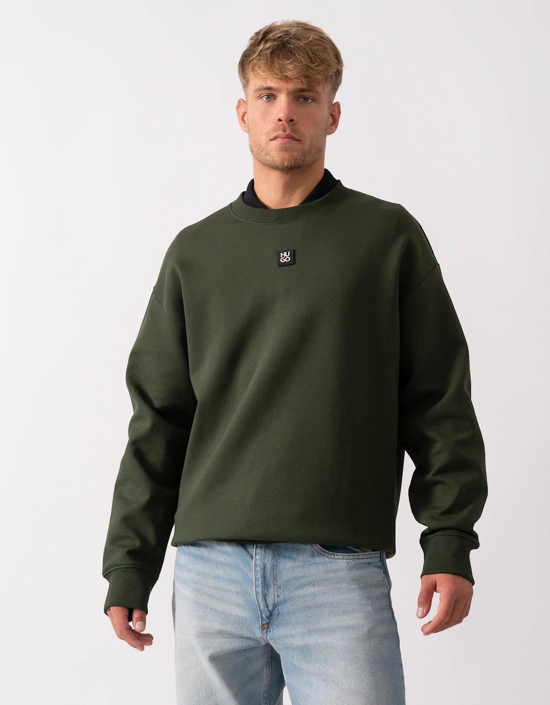 HUGO Dettil Mens Sweatshirt - Dark Green 309, 4 of 3
