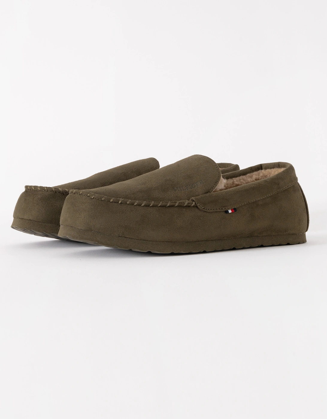 Men's Tommy Hilfiger Suede Hilfiger Mens Driver House Shoes - Army Green - Size: 11