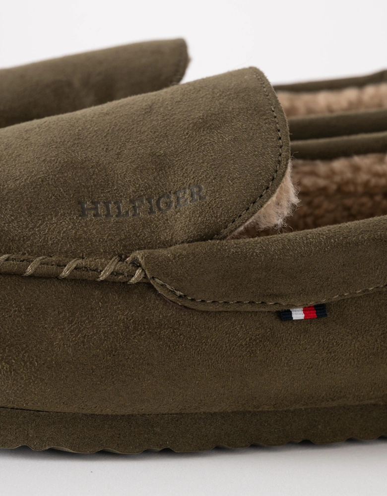 Suede Hilfiger Mens Driver House Shoes - Army Green