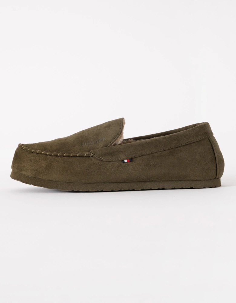 Suede Hilfiger Mens Driver House Shoes - Army Green