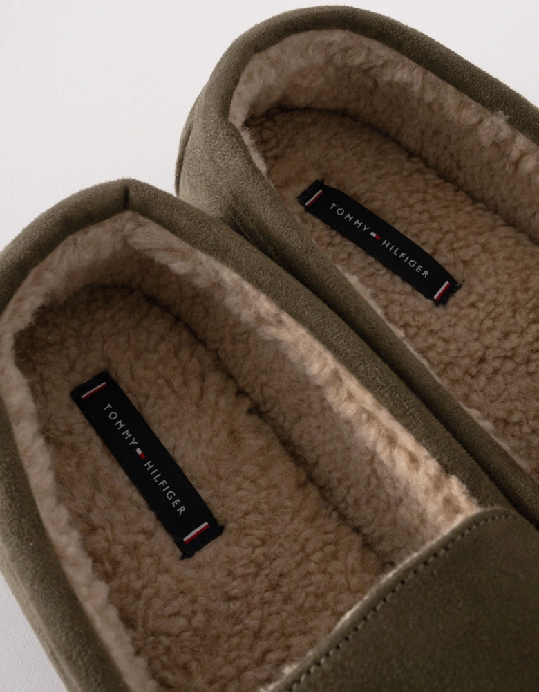 Suede Hilfiger Mens Driver House Shoes - Army Green