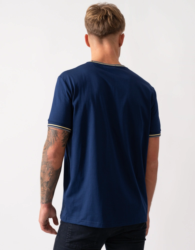 Mens Twin Tipped T-Shirt  - French Navy/Champion's Gold/Stockport Blue 48A