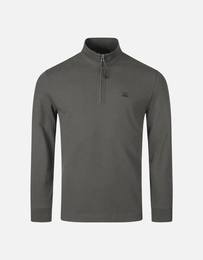 Long Sleeve Pique Quarter Zip Grey Polo