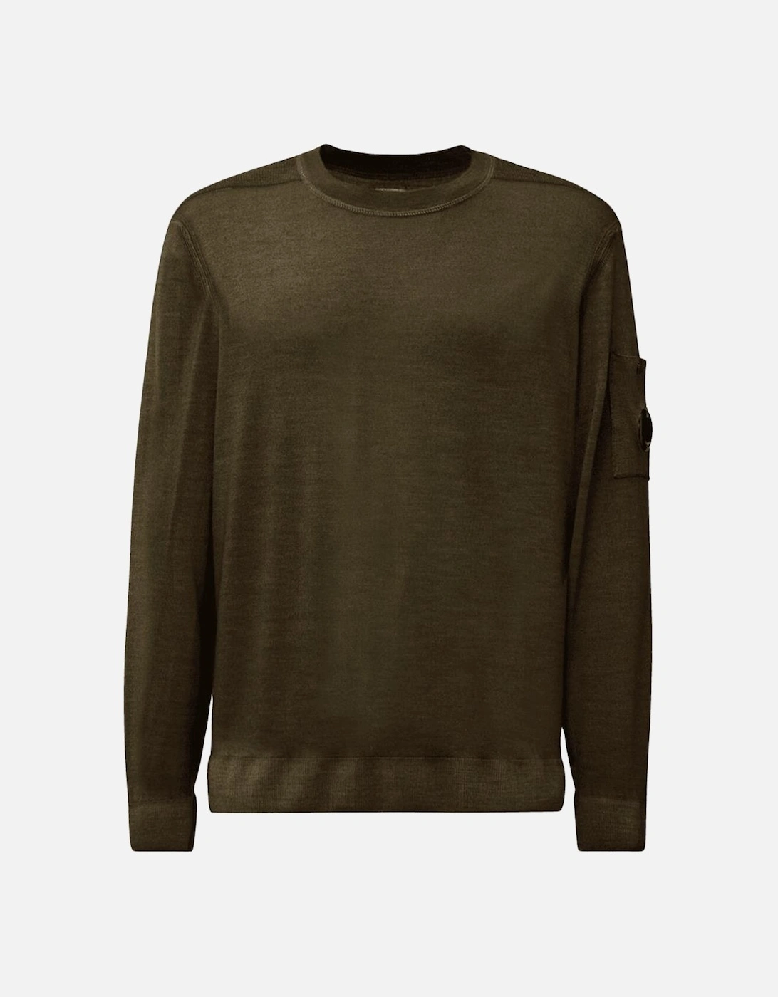 Merino Wool Lens Logo Khaki Knitwear Sweater, 3 of 2
