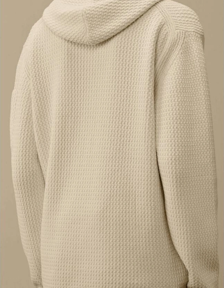 Chenille Cotton Textured White Hoodie