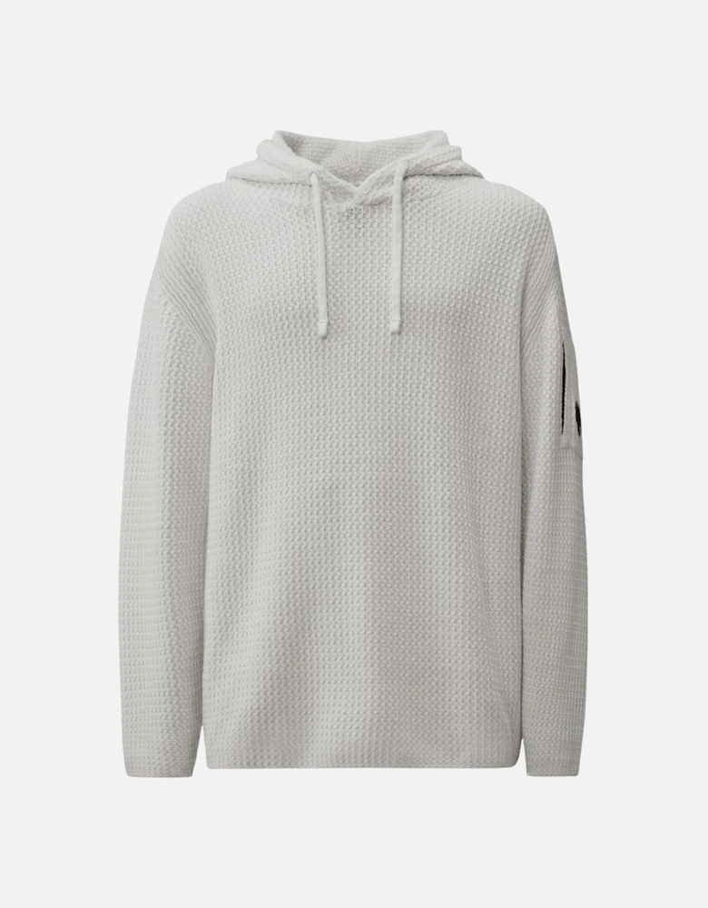 Chenille Cotton Textured White Hoodie