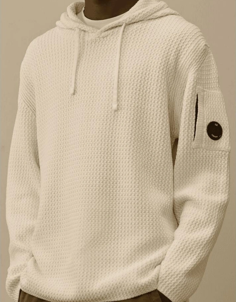 Chenille Cotton Textured White Hoodie