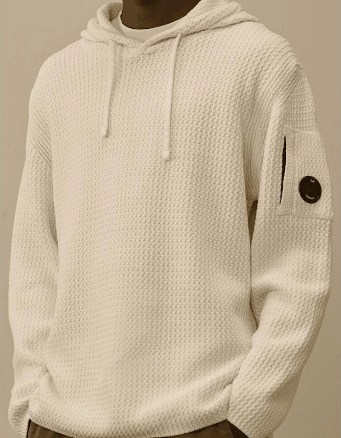 Chenille Cotton Textured White Hoodie