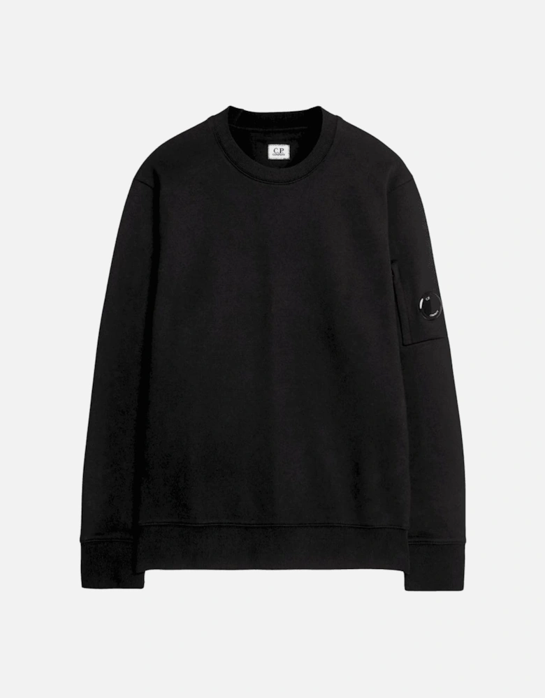 Cotton Lens Logo Crew Neck Black Sweatshirt