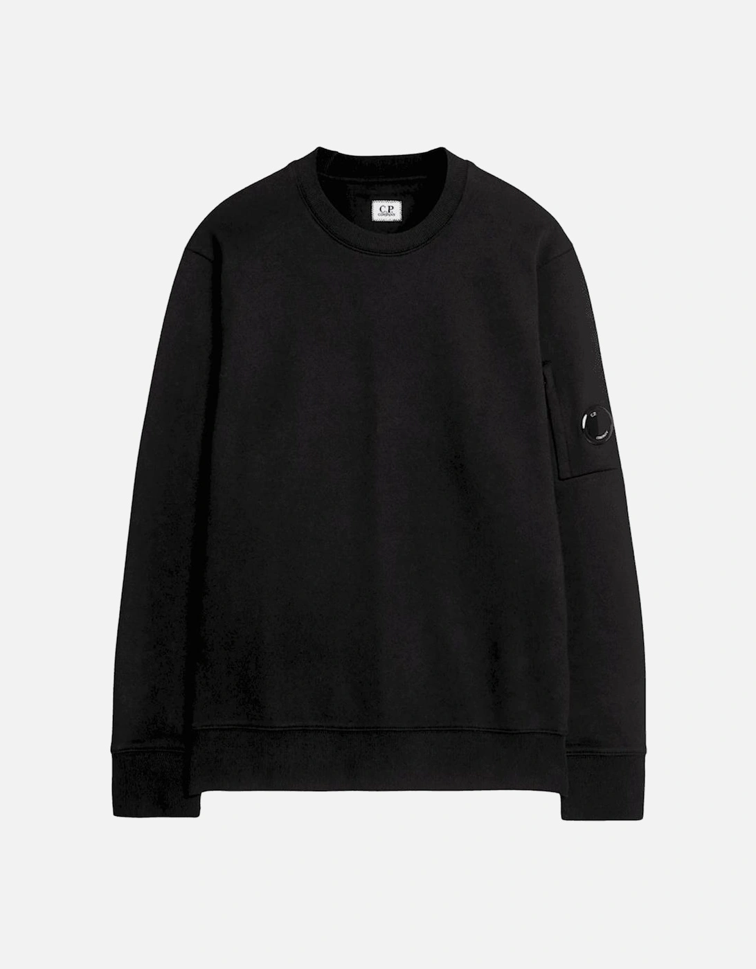 Cotton Lens Logo Crew Neck Black Sweatshirt, 4 of 3