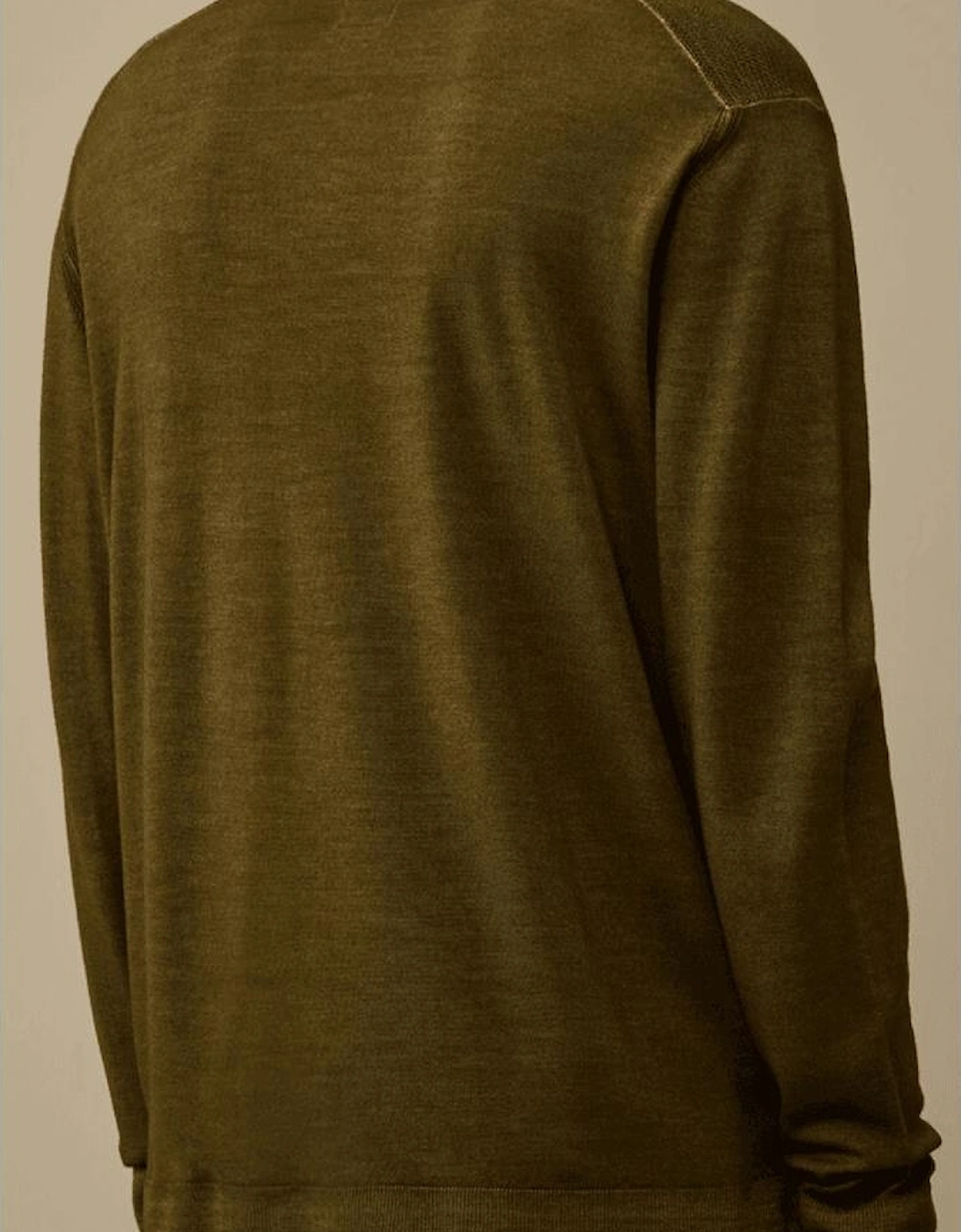 Merino Wool Lens Logo Khaki Knitwear Sweater