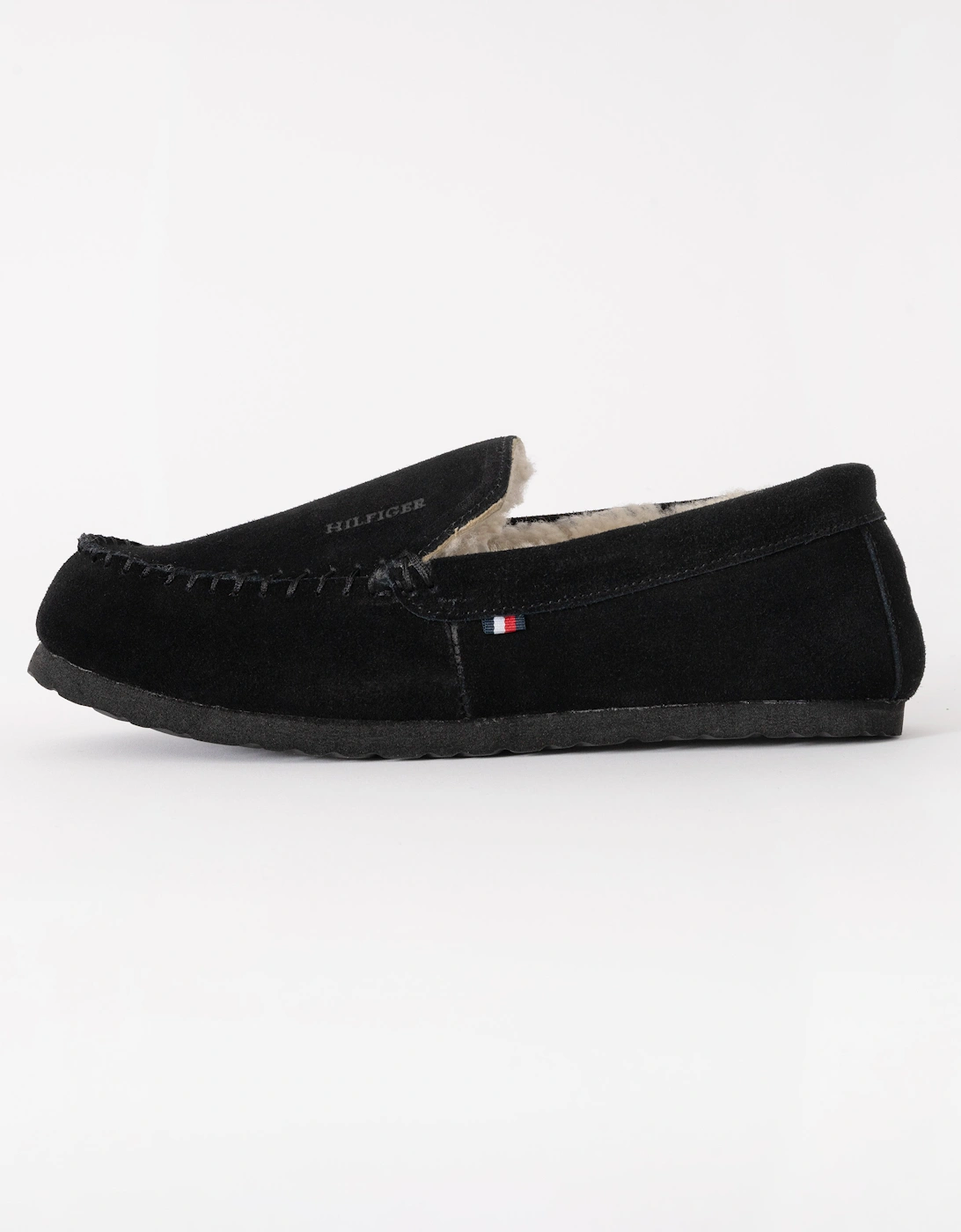 Suede Shirling Hilfiger Mens House Slippers - Black