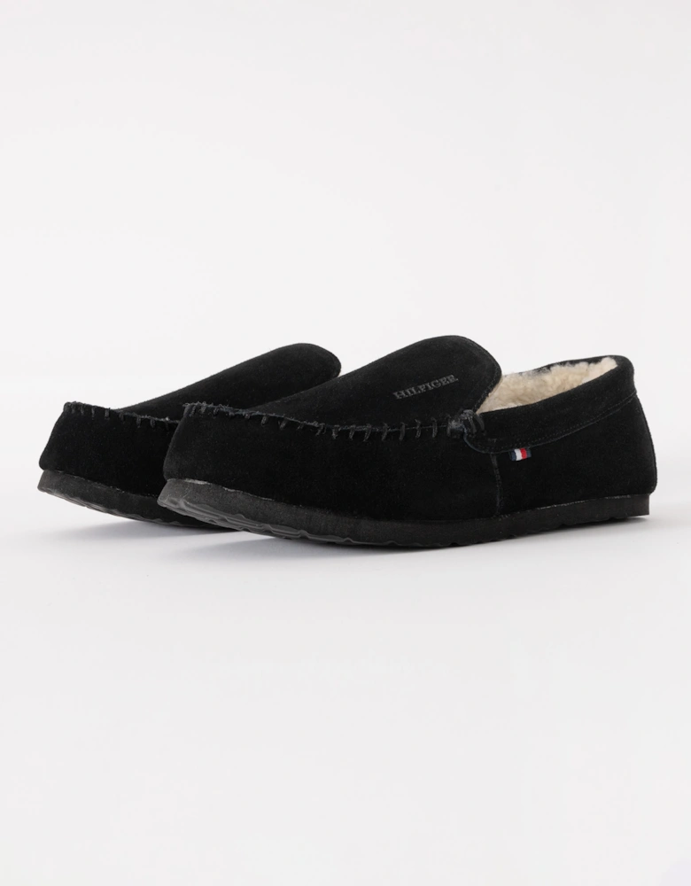Suede Shirling Hilfiger Mens House Slippers - Black