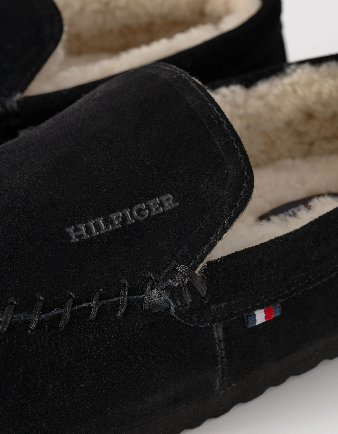 Suede Shirling Hilfiger Mens House Slippers - Black