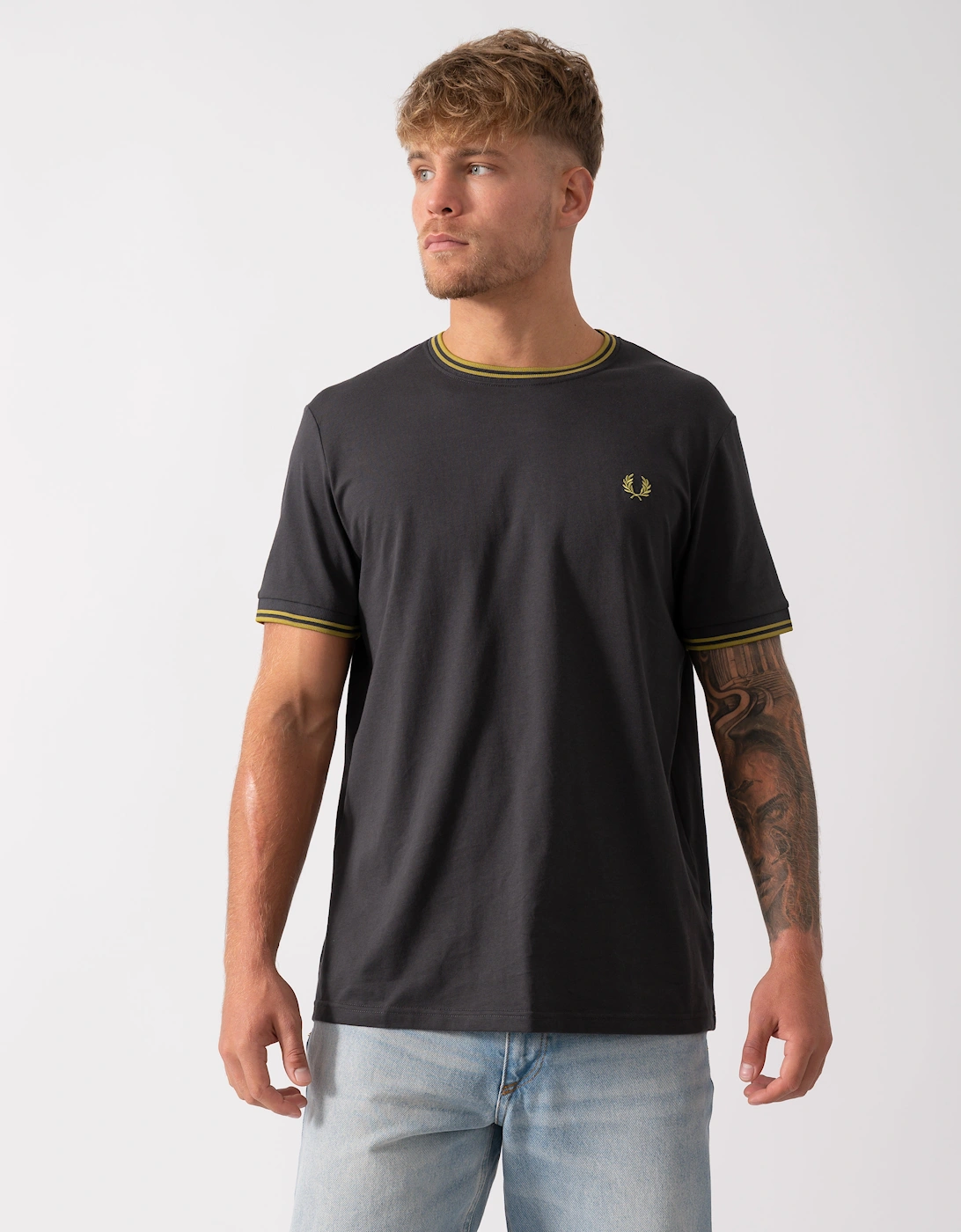 Mens Twin Tipped T-Shirt  - Anchor Grey/Tennis Ball Yellow 58A, 5 of 4