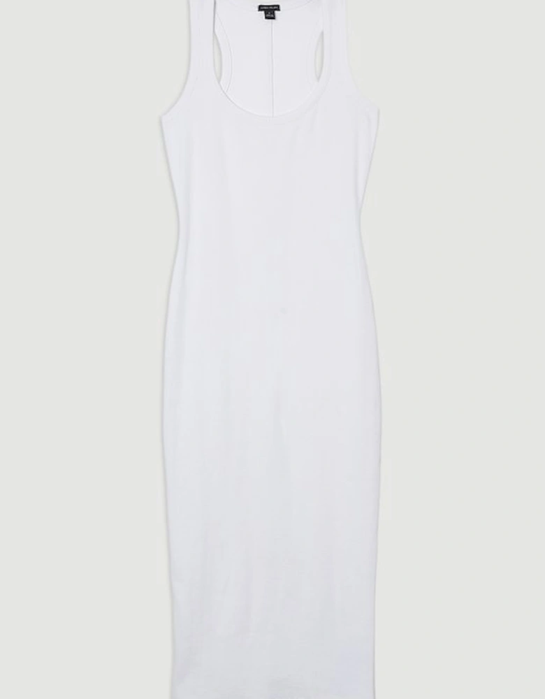 Compact Jersey Rib Racer Maxi Dress