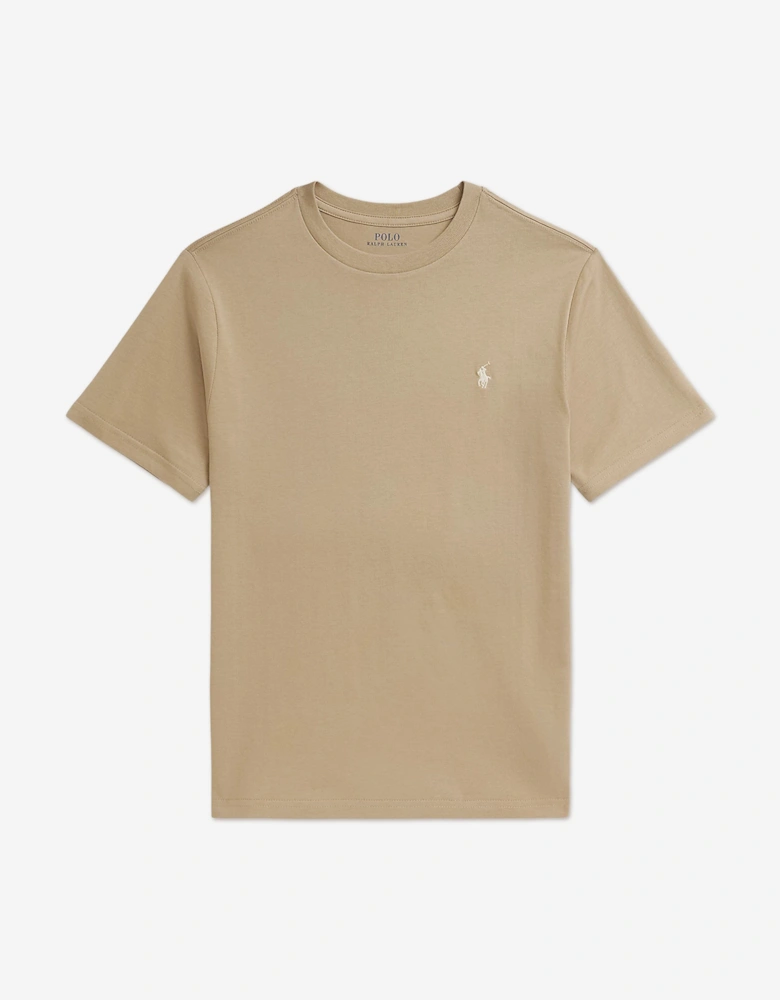 Boys Jersey Logo T-Shirt in Beige