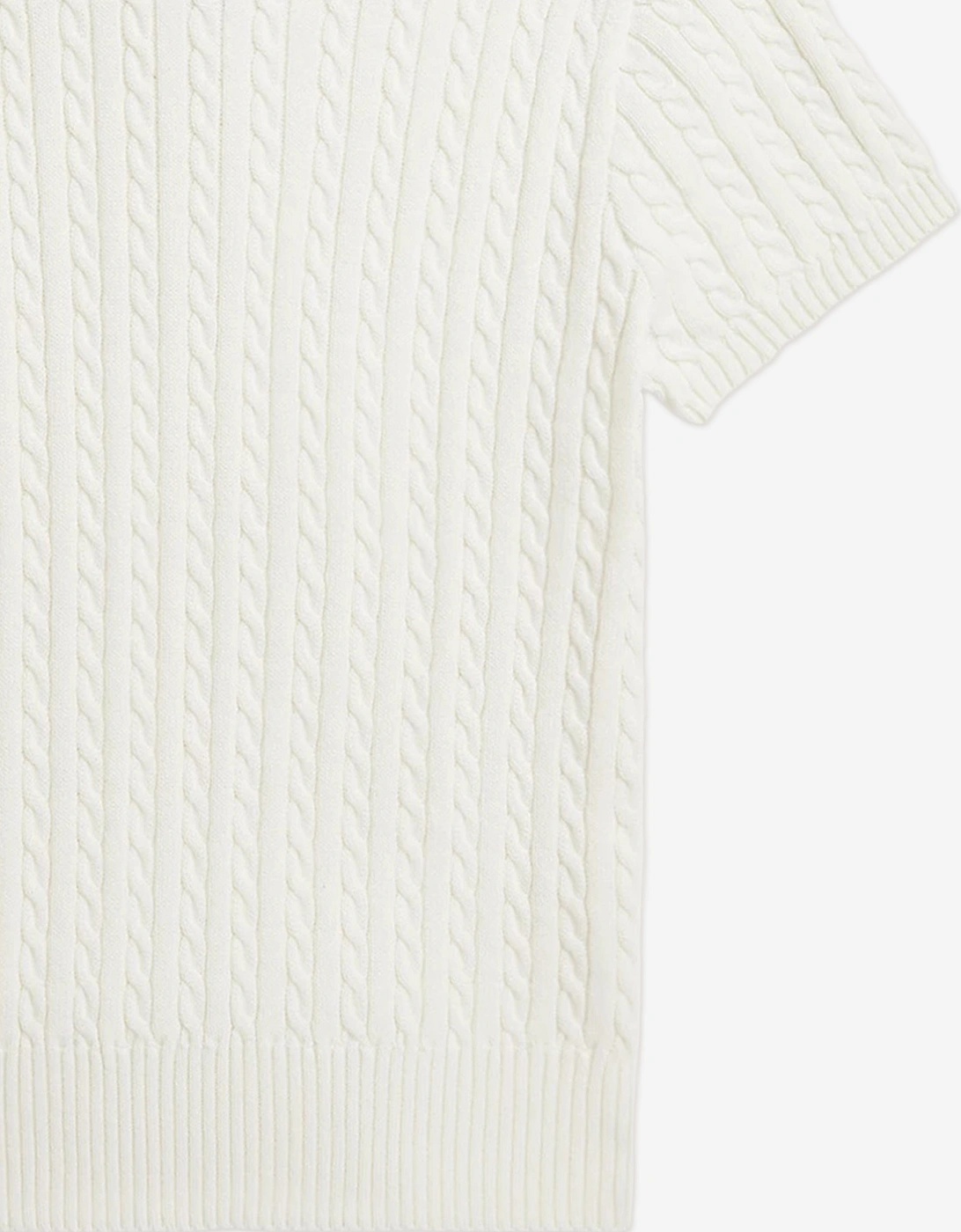 Girls Mini Cable Knit Polo Shirt in White