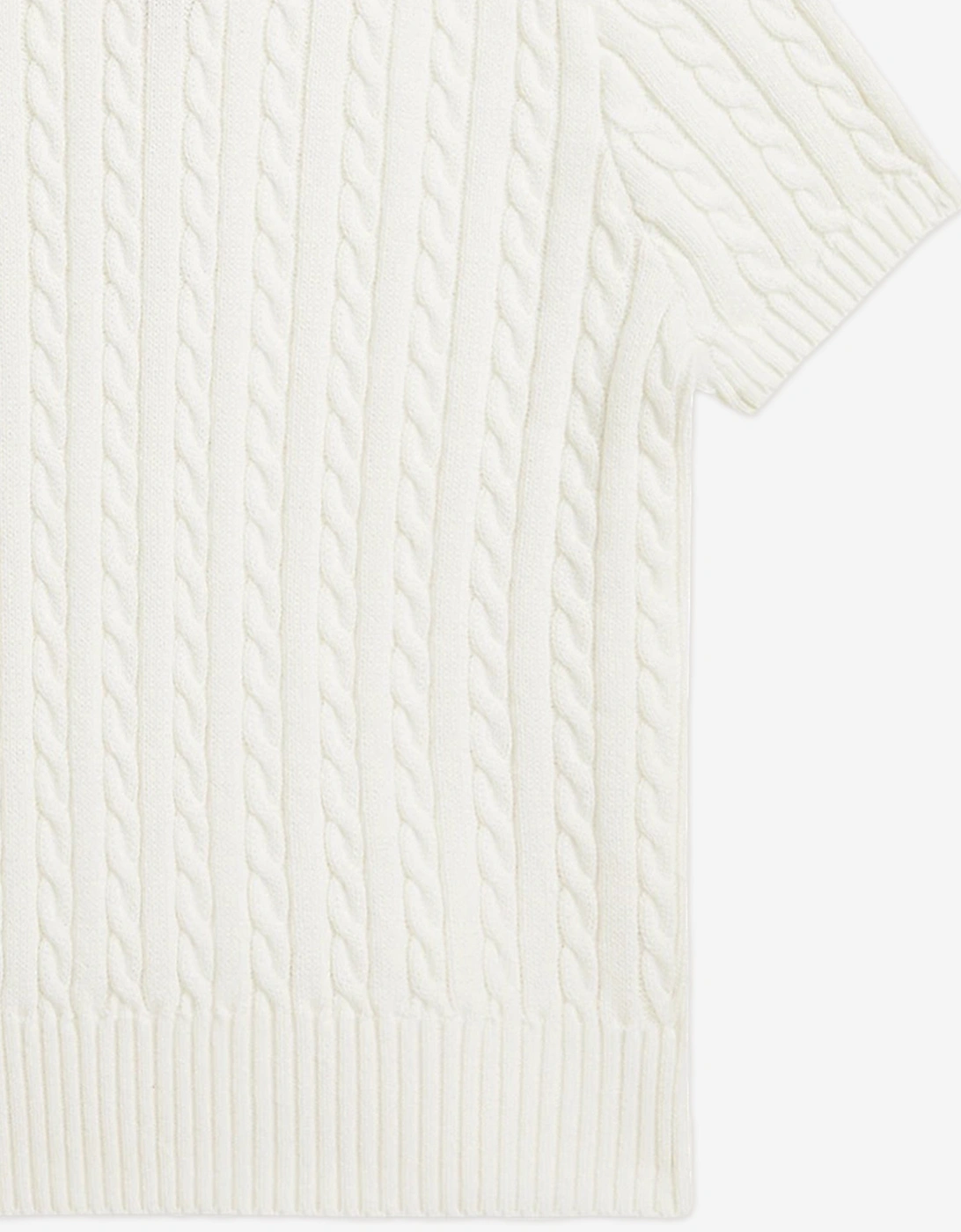 Girls Cable Knit Polo Shirt in White