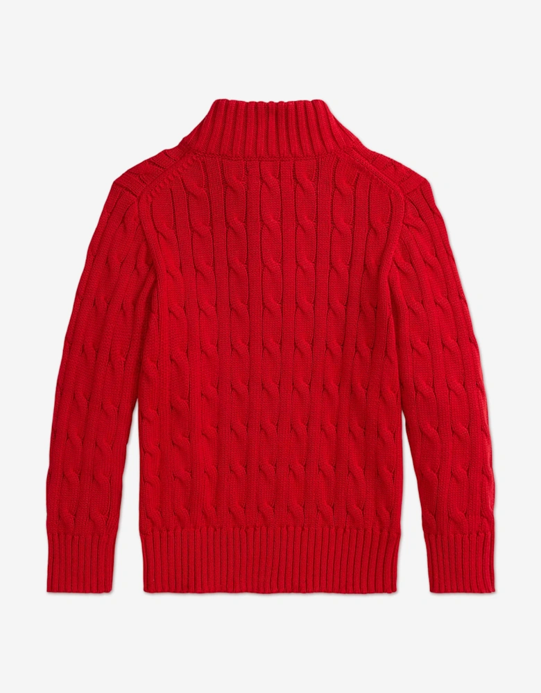 Boys Half Zip Jumper in Red