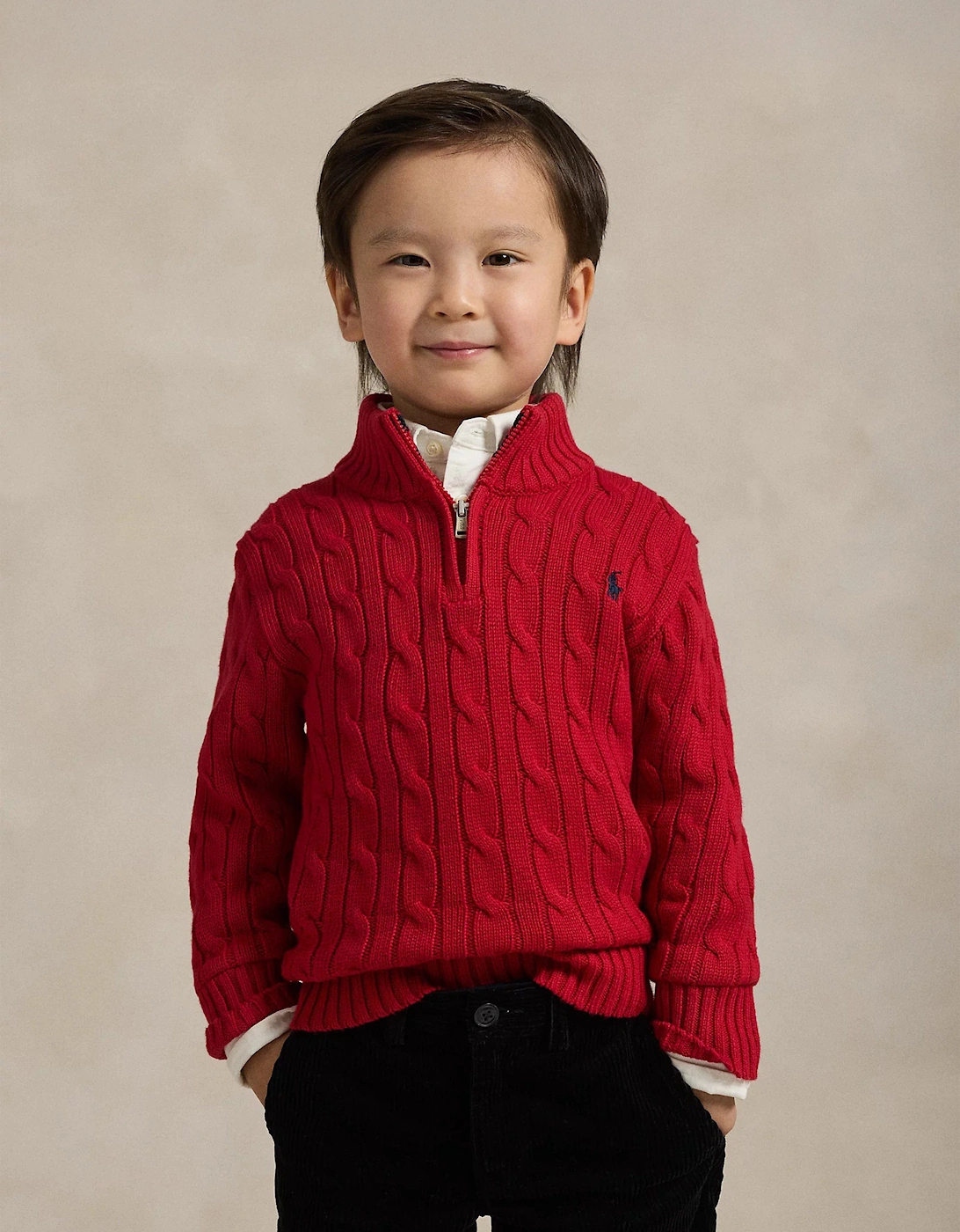 Boys Half Zip Jumper in Red
